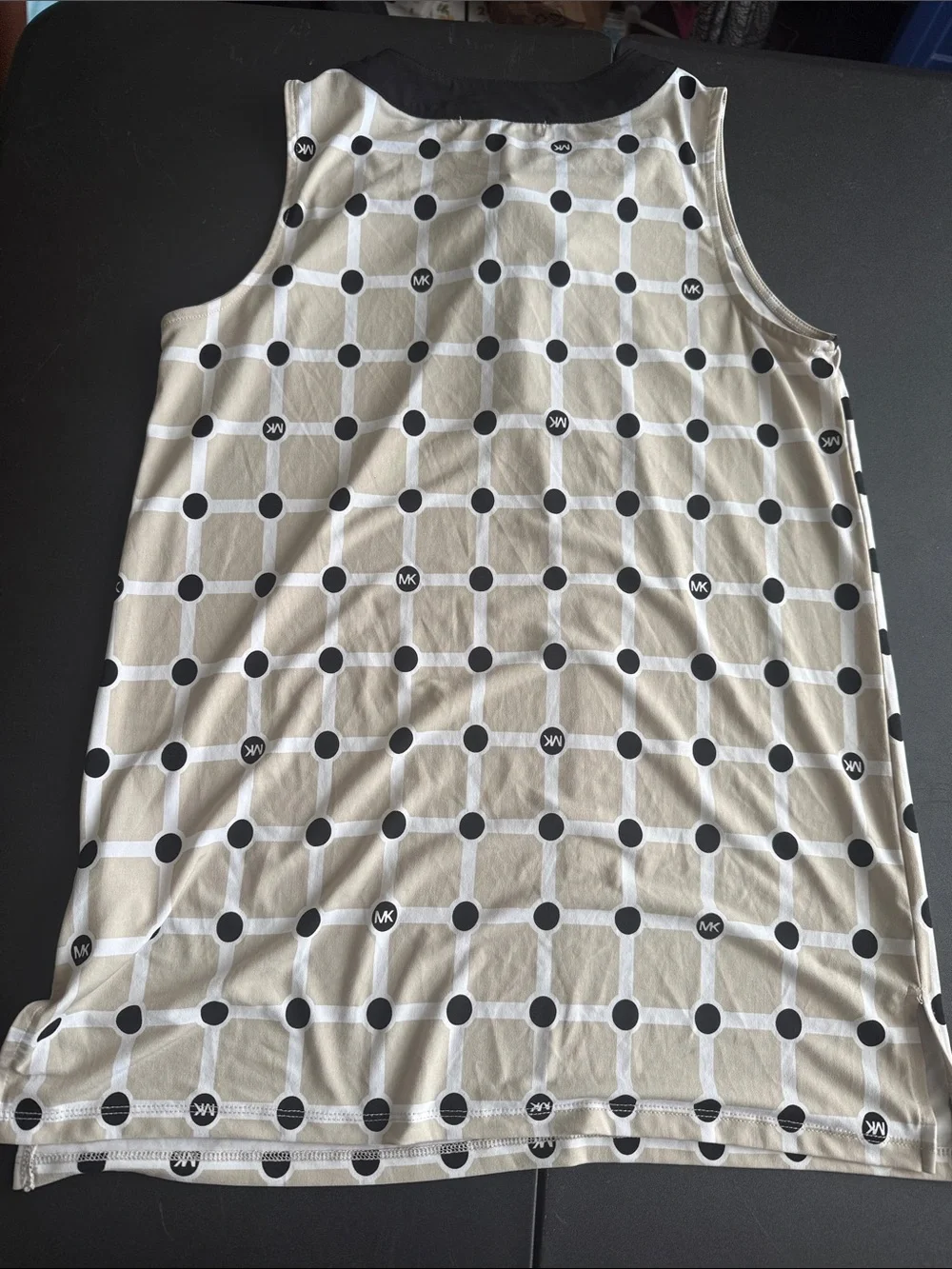 Michael Kors Beige and Black Lace-Up Geometric Tank